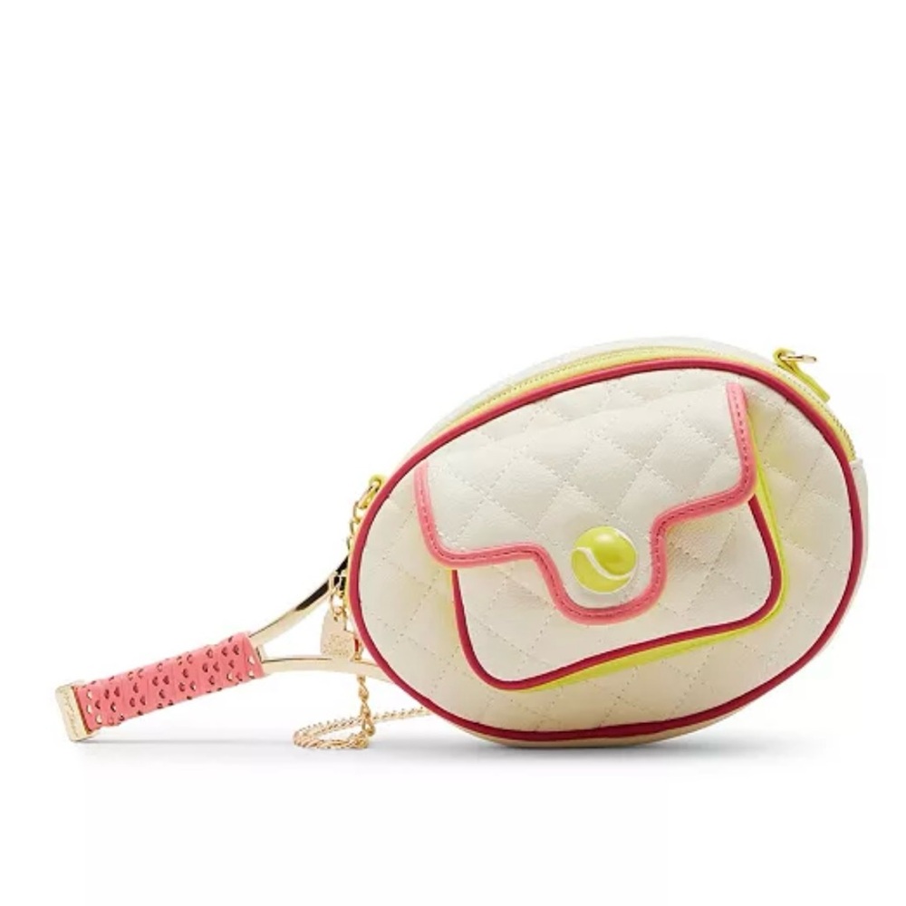 Betsey Johnson Cream and Pink Quilted Shoulder Bag